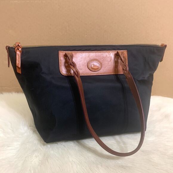 DOONEY & BOURKE Vintage Black Nylon Large Zip Top Shopper Tote Shoulder Bag - Picture 9 of 16
